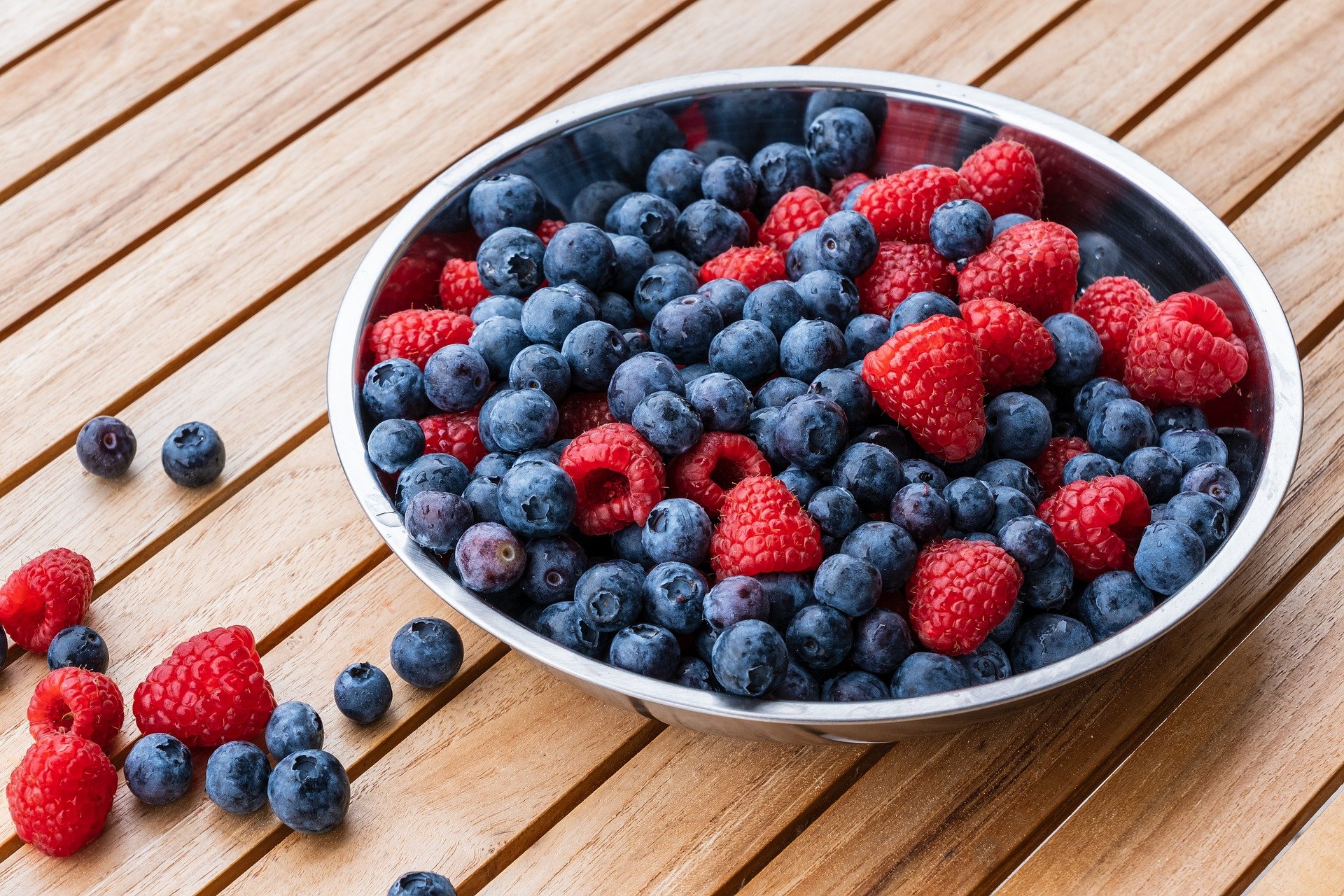 Blueberries and raspberries